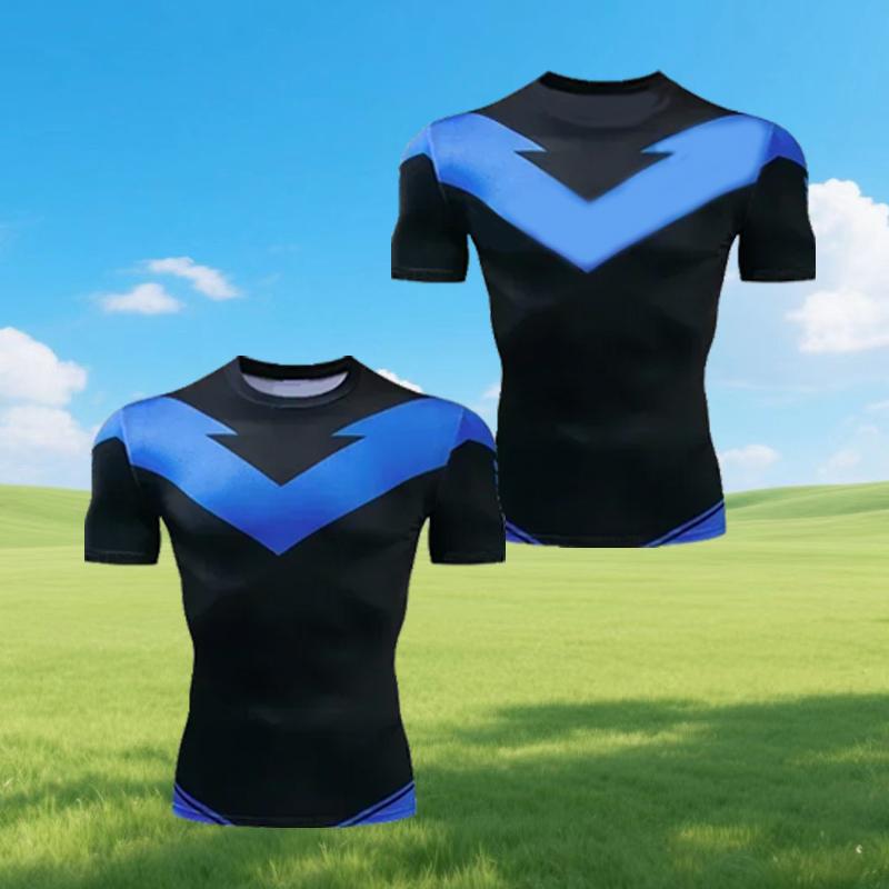 Red Nightwing Short-Sleeved Compression Shirt Print T-Shirt for Adults 2025 New Product Fitness Loose and Casual Top