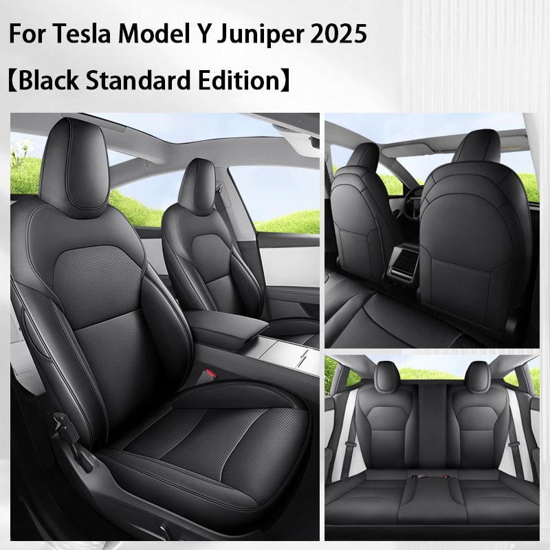 TCYZ For Tesla New Model Y Juniper 2025 Full Set Seat Covers Leather Breathable Car Seat Cover Cushion Protector Replacement