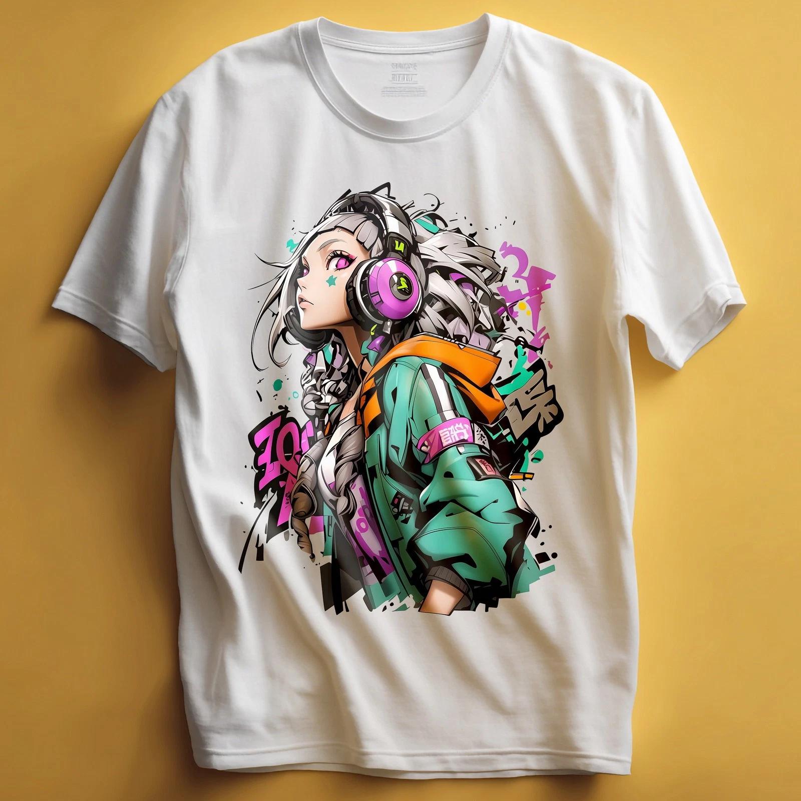 

Cyberpunk Anime Girl Graphic Manga Adult / Childrens t shirts/t-shir cotton 110
