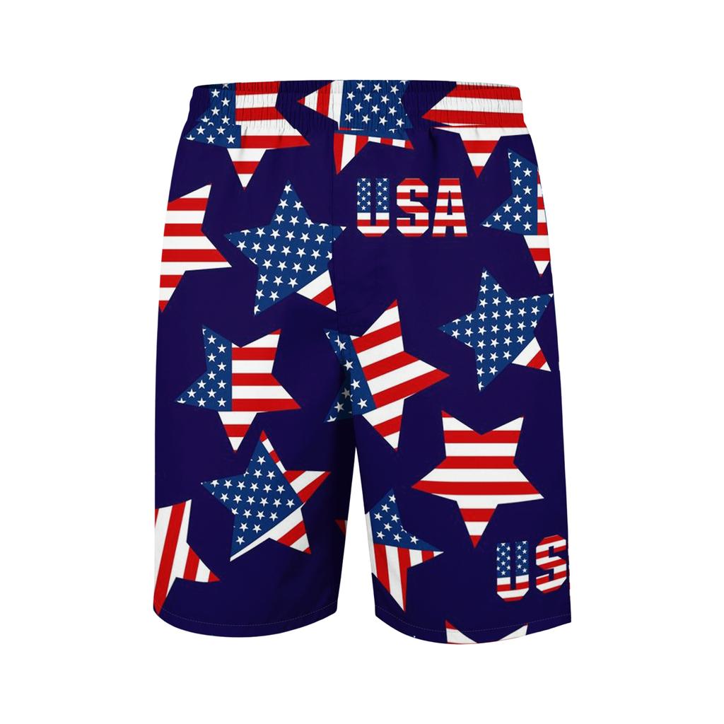 Men's Elastic Waist Shorts With Printed We The 250 Years Of USA Flag Comfortable Loose Fit Casual Style