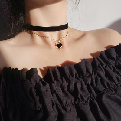 Black Velvet Love Collar Women's Neckband Clavicle Chain Premium Necklace Necklace Harajuku Neck Accessories
