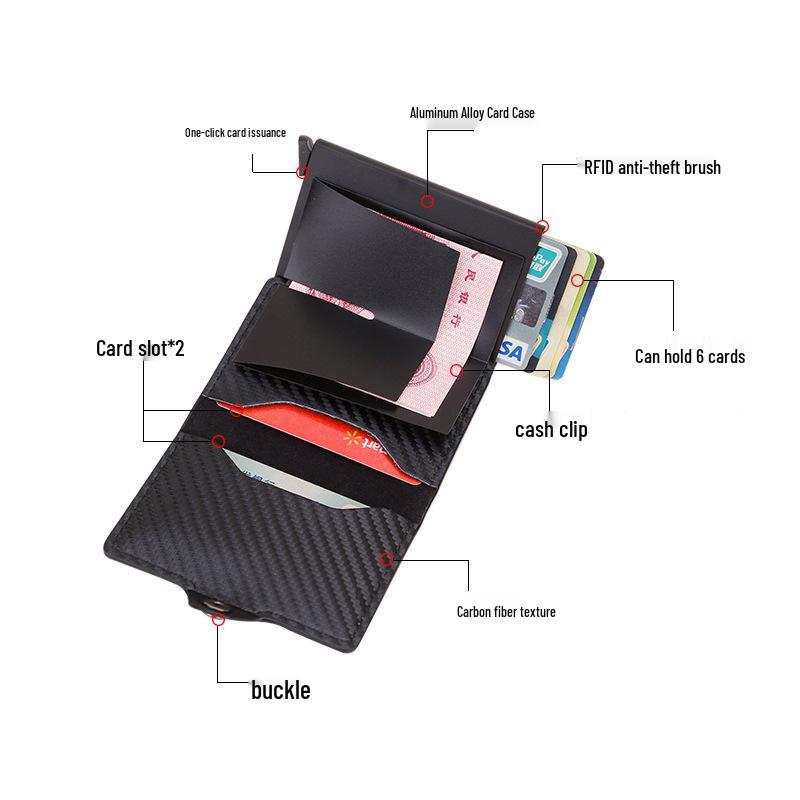RFID Carbon Fiber Multi-Card Wallet - Anti-Demagnetization, Multi-Functional Credit Card Holder
