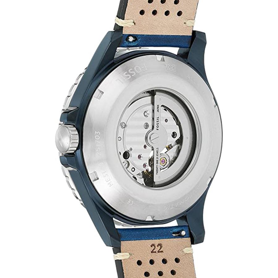 Fossil Crewmaster Sports Automatic Blue Dial Blue Leather Strap Watch for Men - ME3149