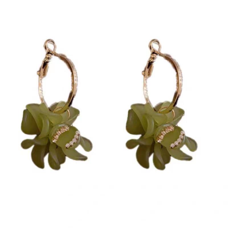 Korean Style Sweet Acrylic Petal Earrings - High-End Versatile Design