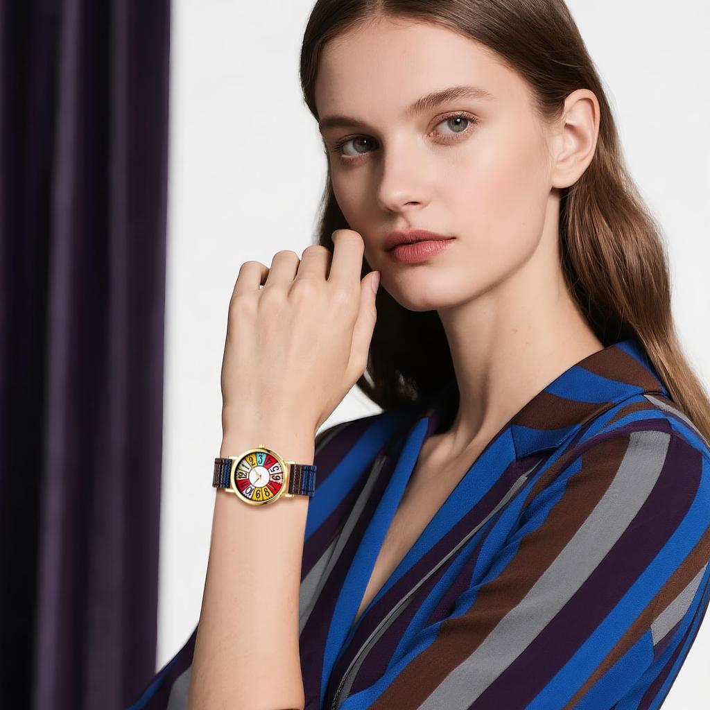 Wristwatch with Braided Genuine Multicolor Quartz Analog Adjustable Easy To Popular Fashion Cute Perfect Gift for Day Women's Bohemian-Style Strap,