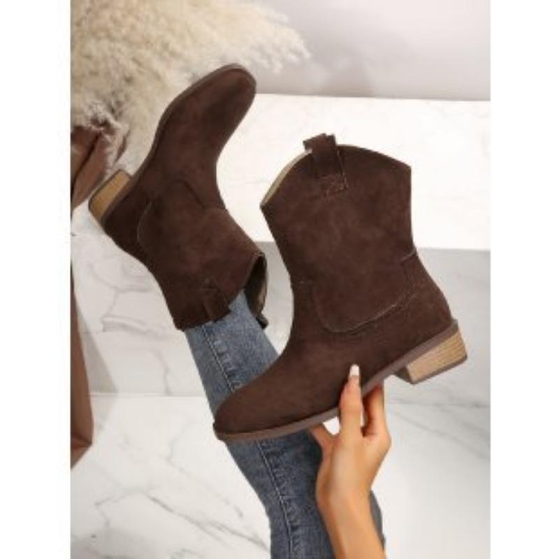 

Ретро круглый носок толстый каблук западные ковбойские сапоги женские осень и зима новые универсальные короткие мартинсы 43 коричневый