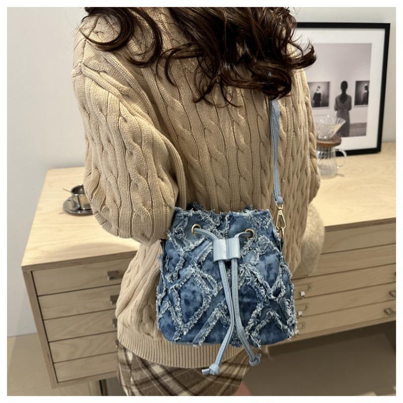 2025 New Simple Drawstring Tassel Bag Single Shoulder Crossbody Bag