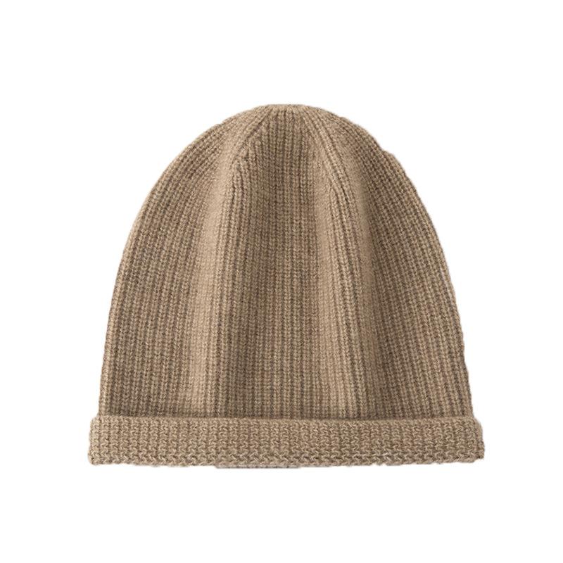 New Autumn and Winter Men's High End Solid Color Striped Thickened Warm Fashion Knitted Casual Hat