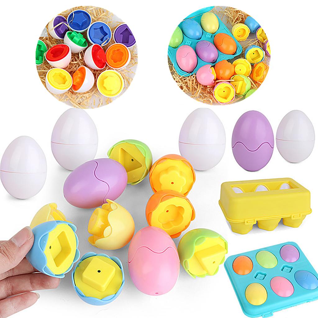 6 Smart Egg Pairings, Children'S Early Education Assembled Toy Simulation Eggs, Easter Basket Filling, Party Gifts