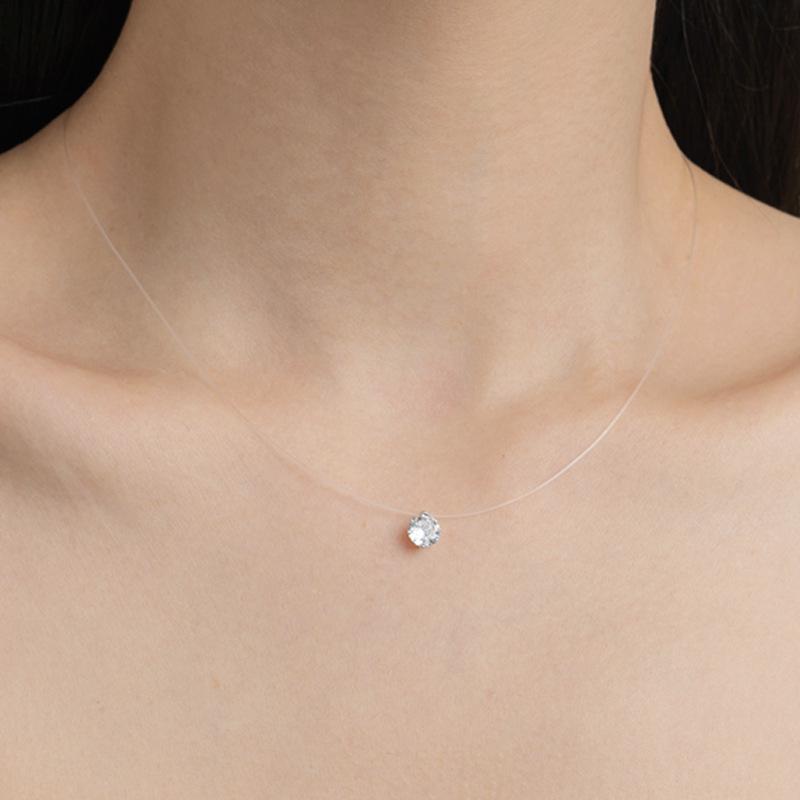 Elegante Meerjungfrauen-Träne Zirkon Diamant Halskette - Unsichtbare Angelschnur & Schlüsselbeinkette mit Acht Hearts & Arrows