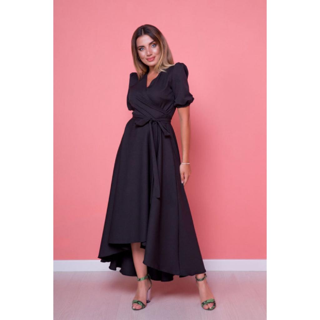 Women's Black Plus Size Asymmetrical Cut Dress