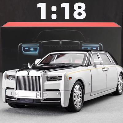1:18 Rolls-Royce Phantom Model Car Starry Sky Roof Szyberdach Cynkowy stop Pull-back Zabawka Odlewany Die-Car z Dźwiękiem i Światłem Realistyczne Kolekcjonerskie Ozdoby