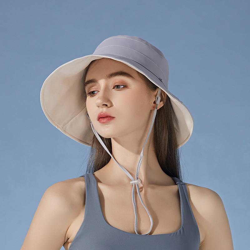 Ice Silk Sun Hat For Women With Wide Brim Uv Protection Summer Fishing Cap Sunshade Accessory