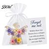 Small Angel Collectible Ornament Forget Me Not Dried Flower Keepsake, Mini Acrylic Pocket Hug Figurine, Commemorative Gift for Sympathy
