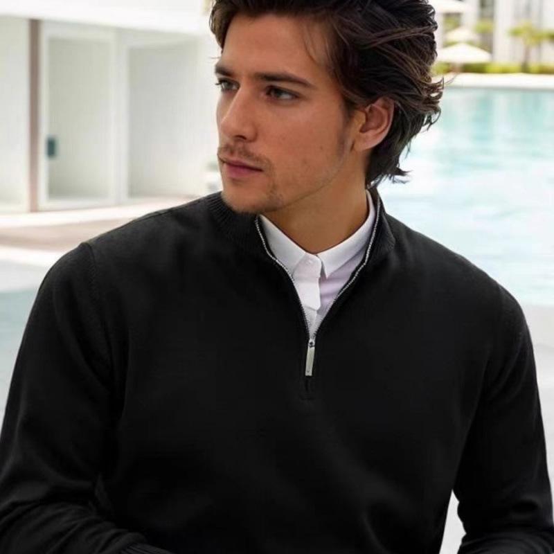 

Men s American Style Slim Fit Half-Zip Knit Sweater - Tough Guy Autumn/Winter Long Sleeve Base Layer. XL чорний