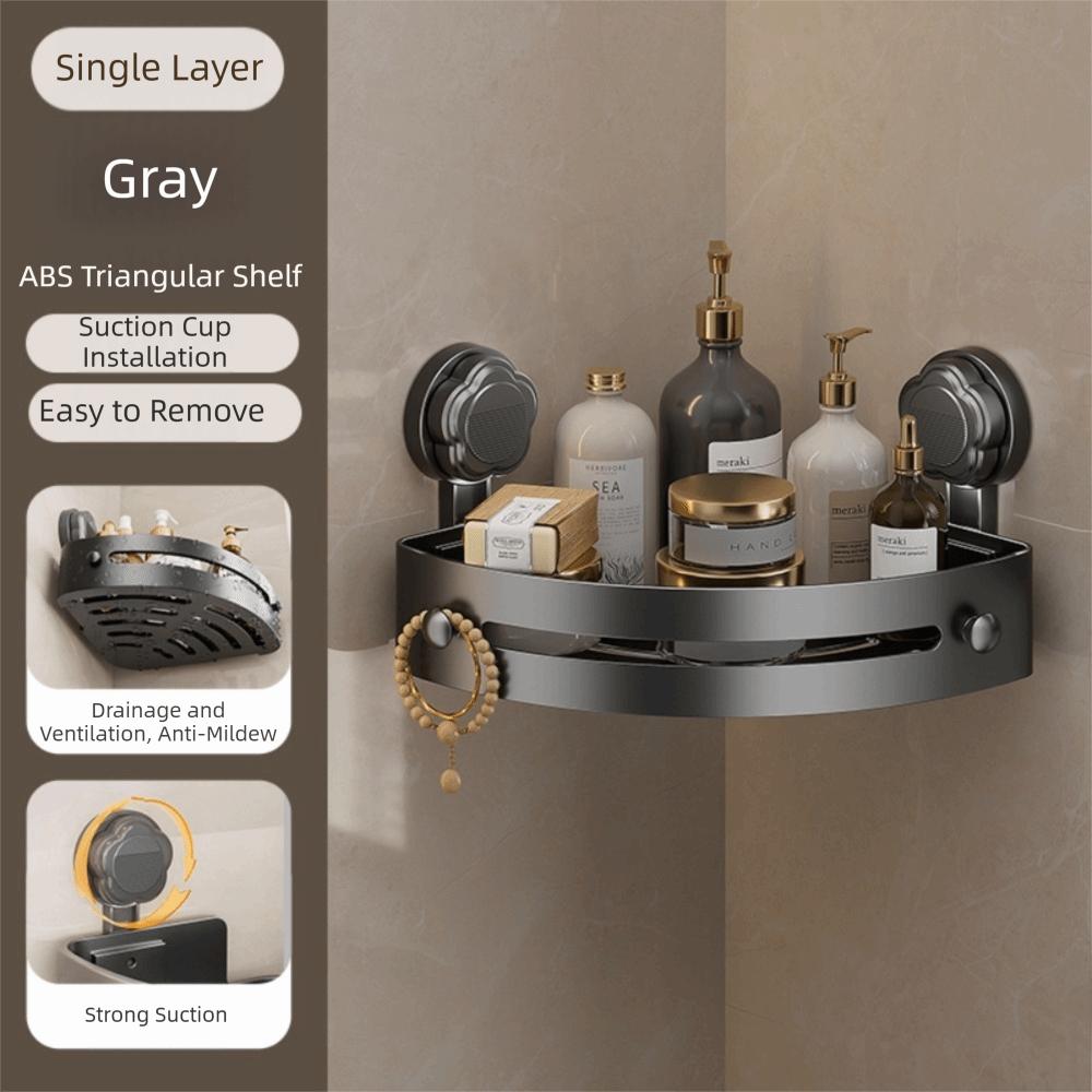 Suction Cup Bathroom Shelf Wall Mounted Without Punching Triangle Storage Shelf Strong Load-bearing Wall Corner Shelf Bathroom серый