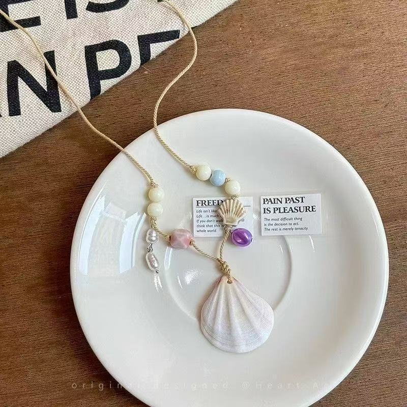Long beaded starfish flower handwoven necklace women's seaside island vacation style versatile collarbone chain accessories