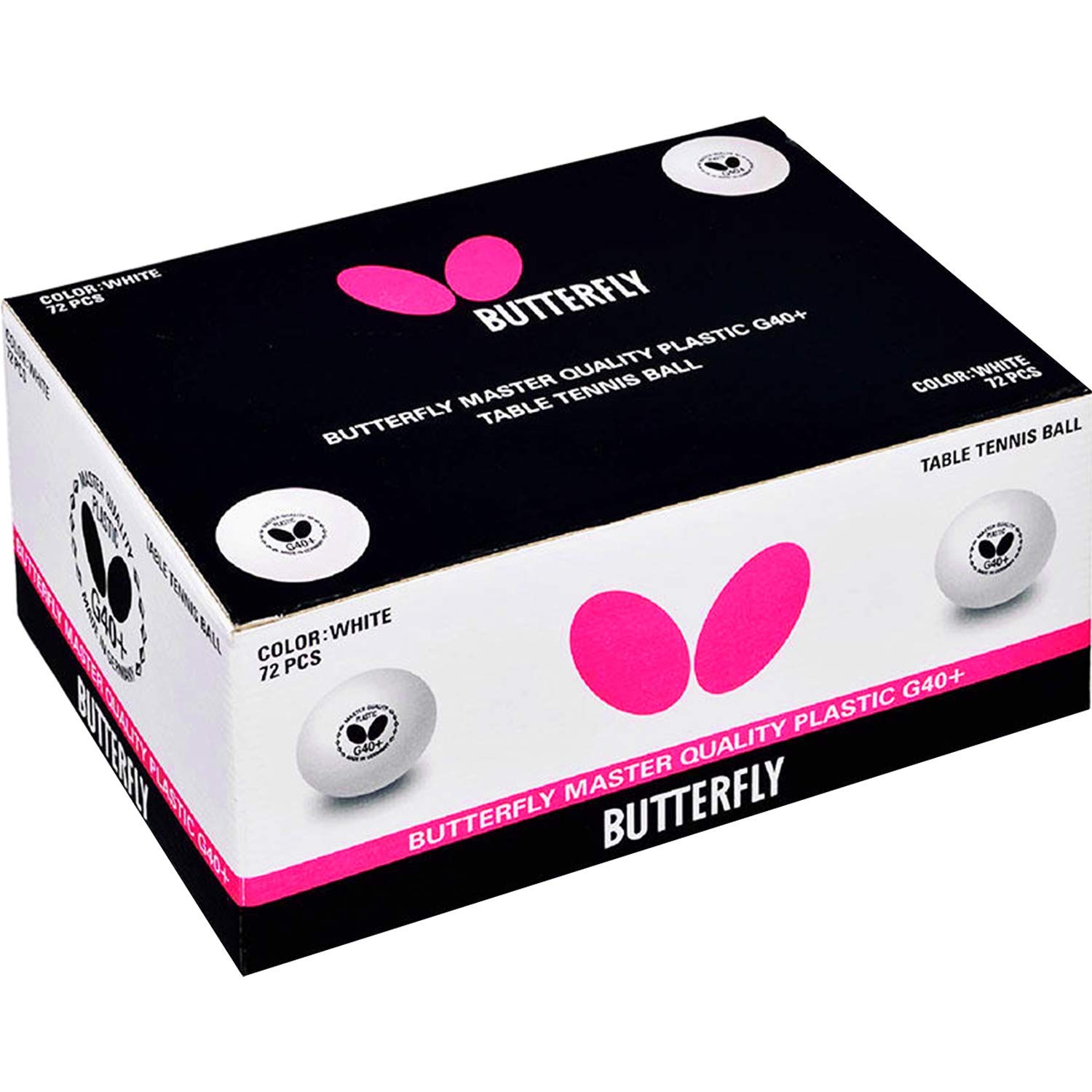 

Butterfly Master Quality Plastic G40+ 95760 table tennis balls 6 dozen white белый