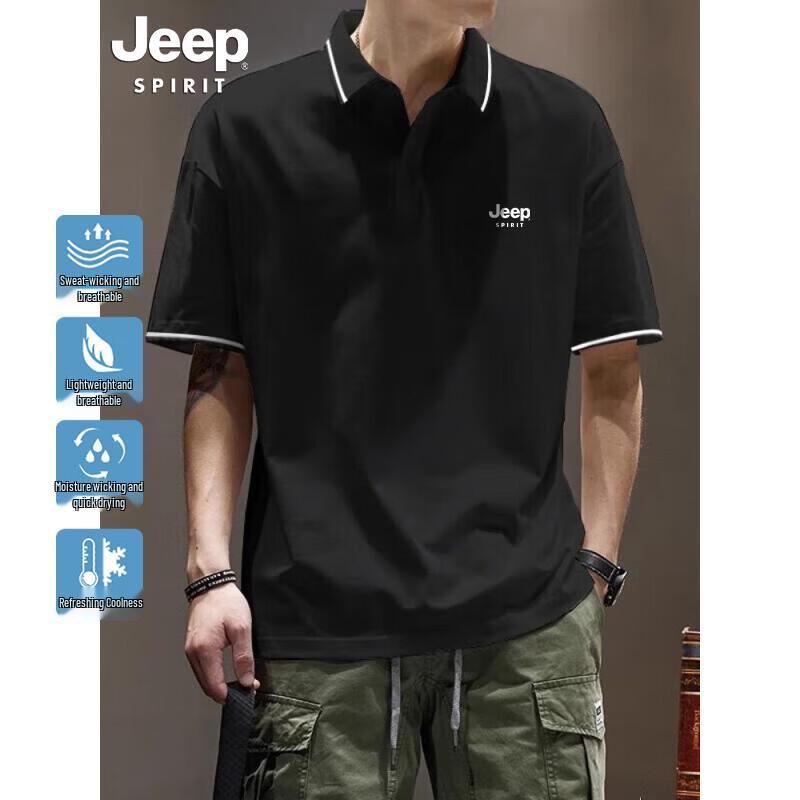 JEEP SPIRIT Men s Ice Silk Breathable Polo T-Shirt XL