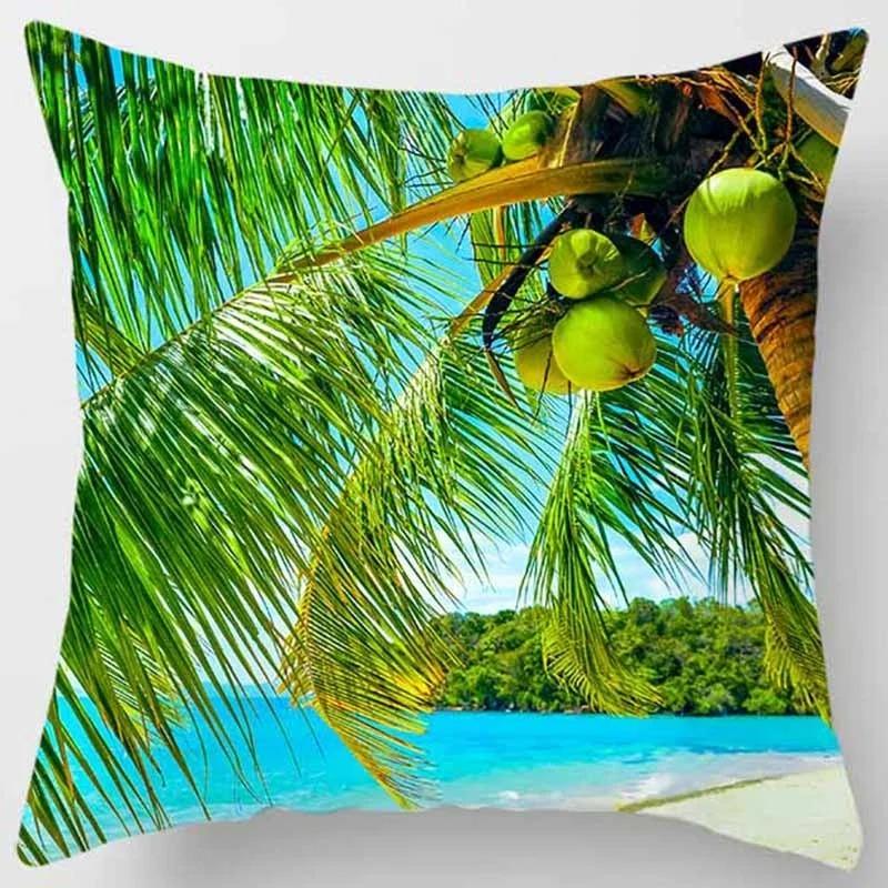 Beach Starfish Spray Coconut Tree Style Free Print Pillow Case Home Decoration Car Sofa 40x40 Cm Polyester Pillow Case