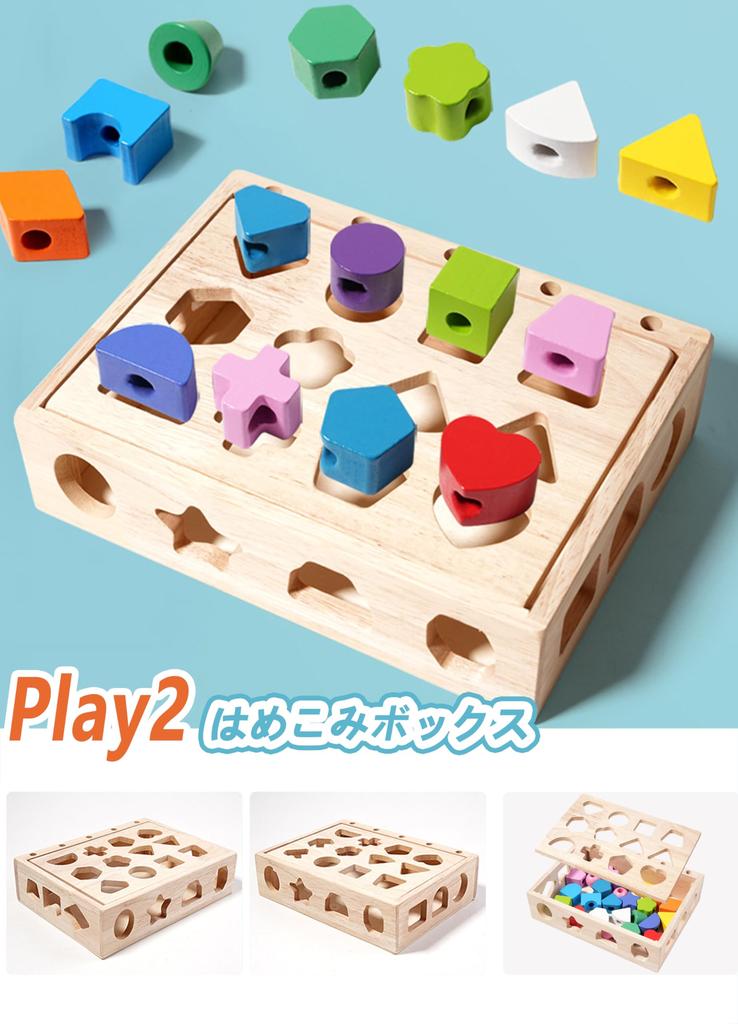 Shinse Montessori Educational Threading Stick Matching for Toddlers Ages and Dexterity Shape and Color Early Colorful Wooden Toy for Boys and