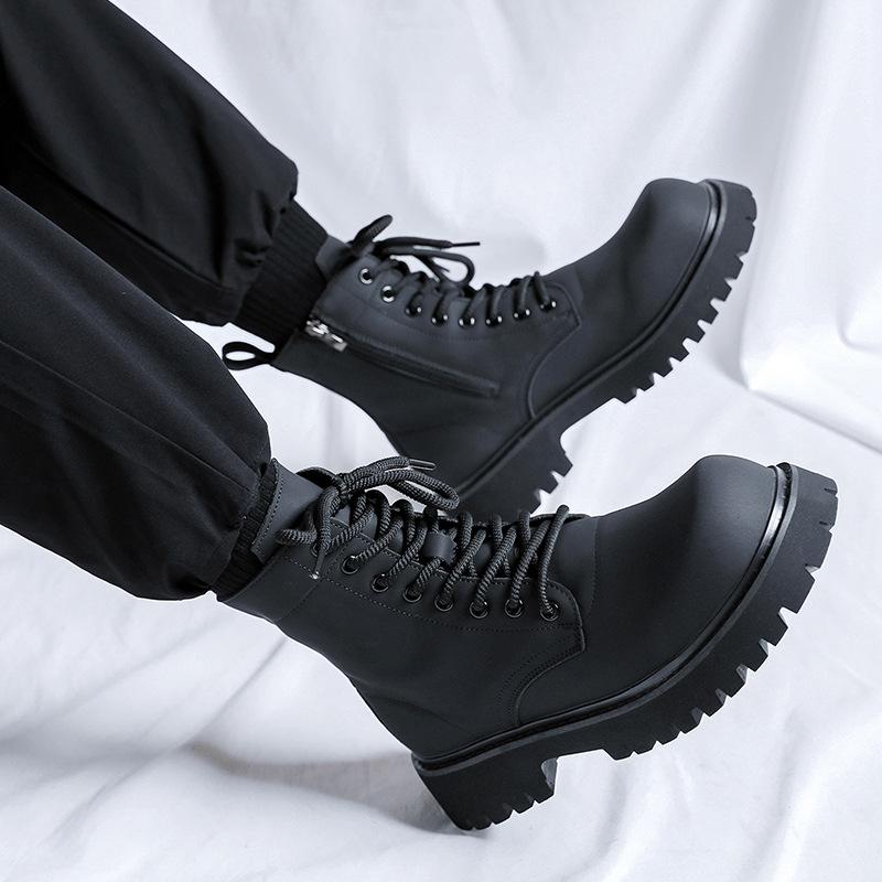 Long Martin boots men's British style high-top leather shoes 2024 new locomotive boots heightening leather boots 32058-J