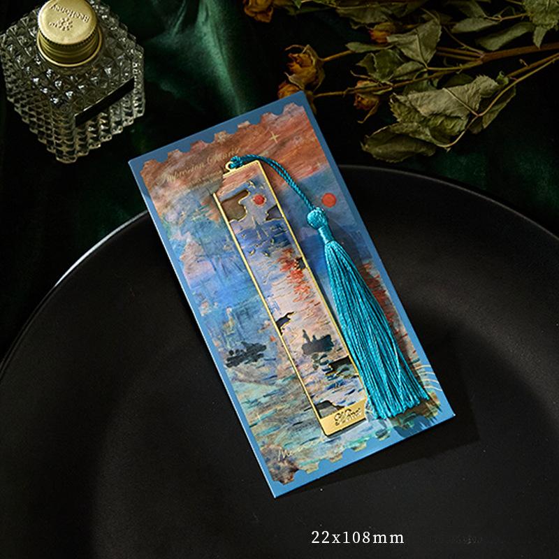 New Retro Floral Painting Hollow Metal Bookmark Bronzing Bookmark With Tassel Stationery Gifts For Book Club Reader