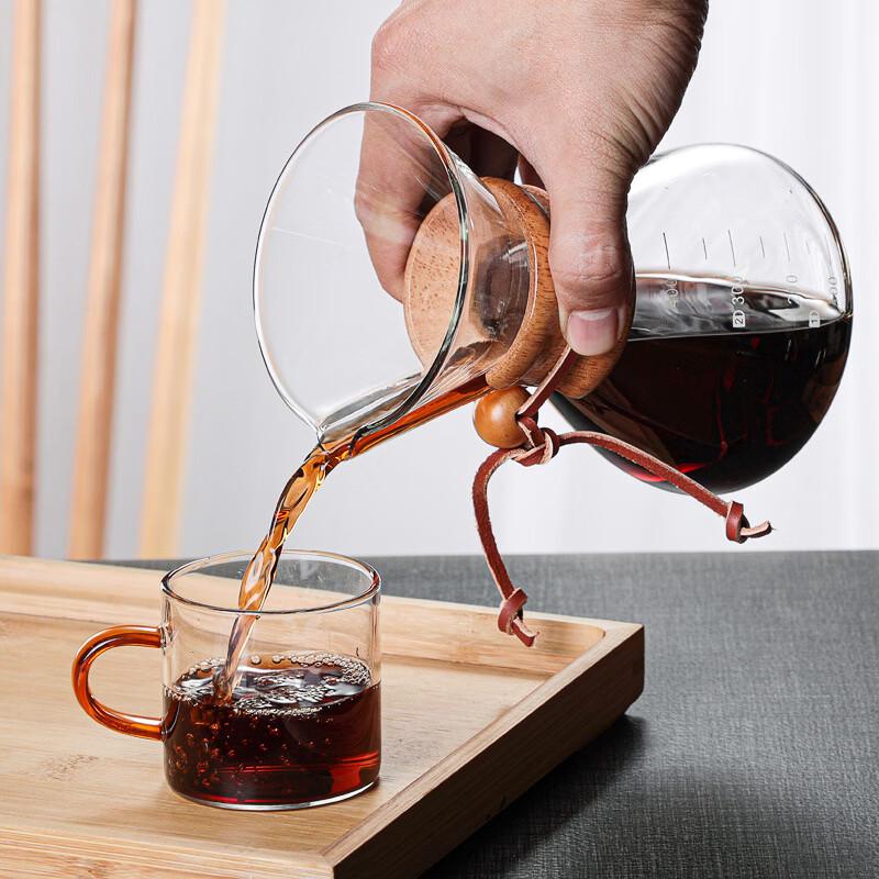 TLXT Wood Chip Glass Coffee Sharing Pot