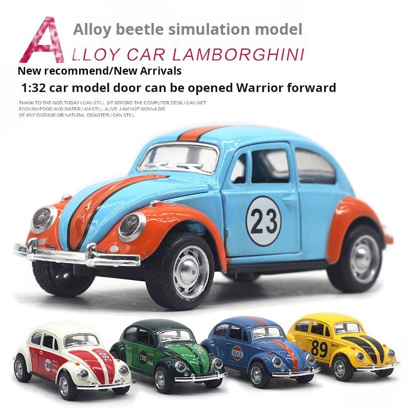 1: 32 Alloy Car Model Beetle Painted Racing Car Classical Car Model Rebound Door Opening Car Model For Children's Gifts