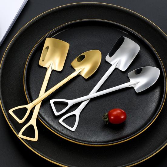 8 stk rustfritt stål vannmelon skjeer vakuum titanbelagte rustfrie skjeer for kaffedesserter