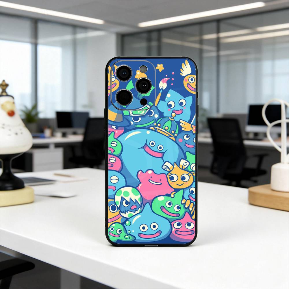 D-Dragon Q-quest S-slime-DQS  Phone Case For iPhone 17,16,15,14,13,12,11 Plus,Pro Max,XS,Soft Silicone Black Cover iPhone15pro