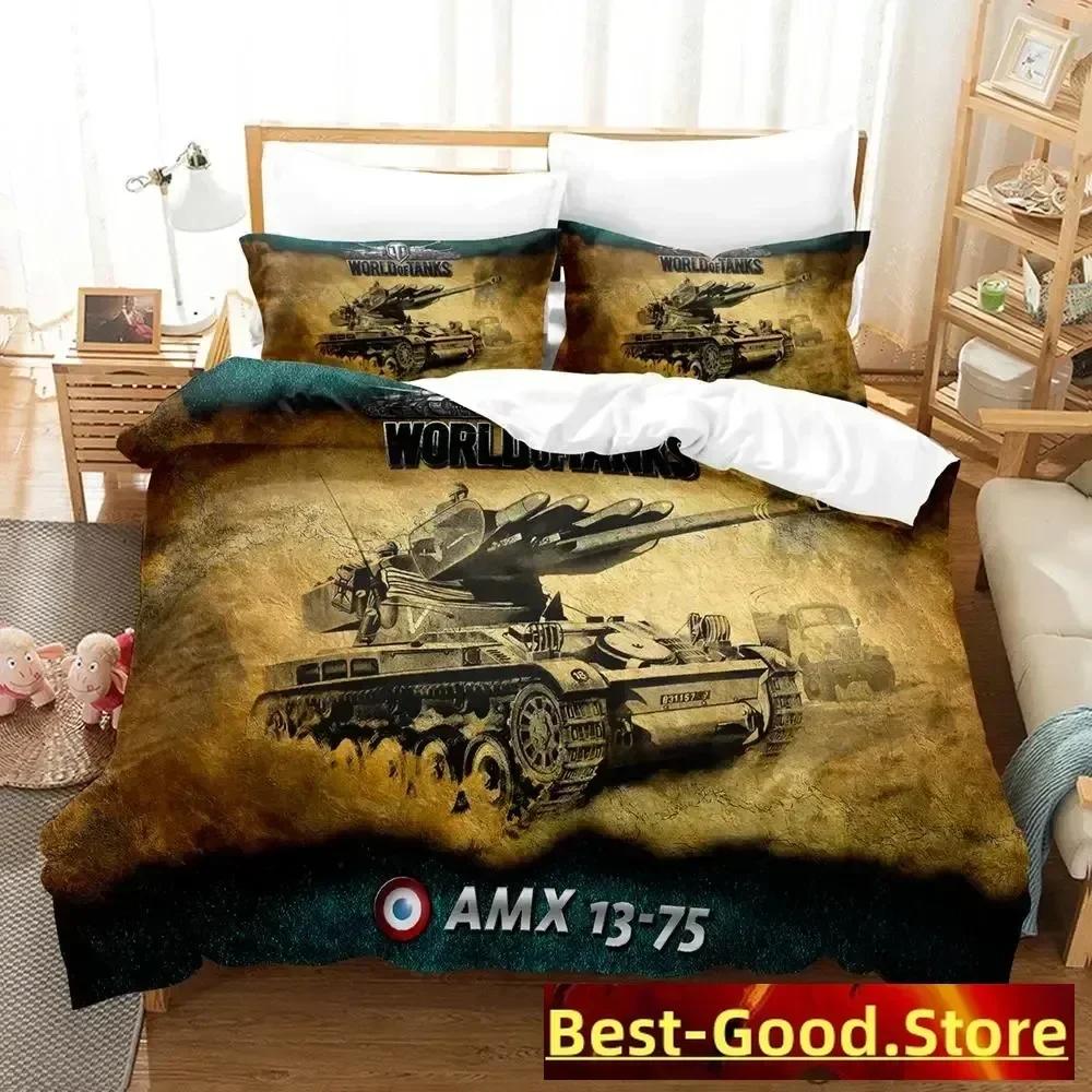 Top 2023 Game World Of Tanks Bedding Set Single Twin Full Queen King Size Bed Set Adult Kid Bedroom Duvetcover Sets