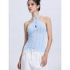 Za2025 Summer New Women Clothes Versatile Slim Fit Stretch Tight Neck Collar Backless Sleeveless Vest Style Top