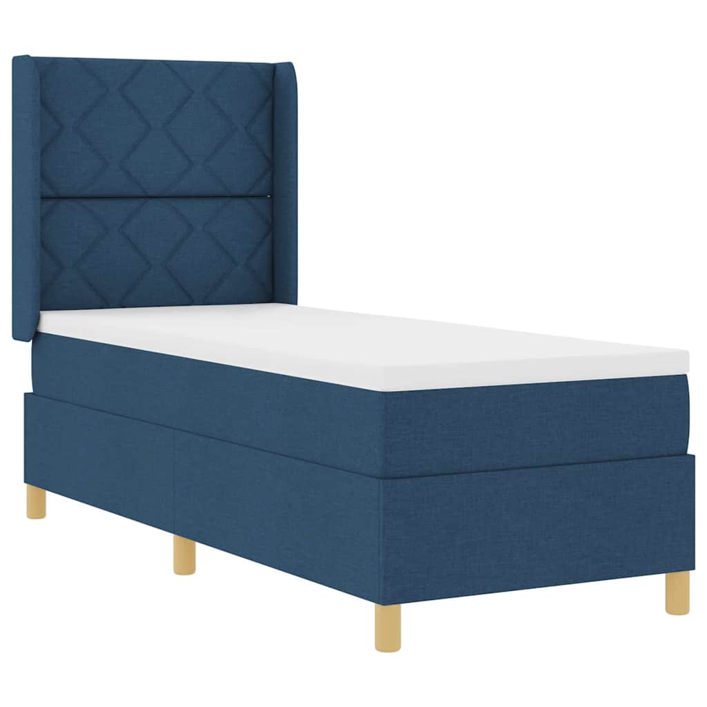 Box Spring Bed with Headboard Blue 80 x 200 cm Fabric