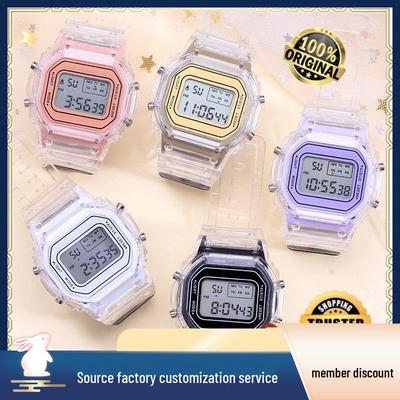 Influencer Transparent LED Sports Watch - Waterproof, Small Square Design for Students
