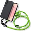 Coque Pour Samsung Galaxy S25 FE, Silicone Liquide Slim Noir Avec Bandoulière Robuste Verte