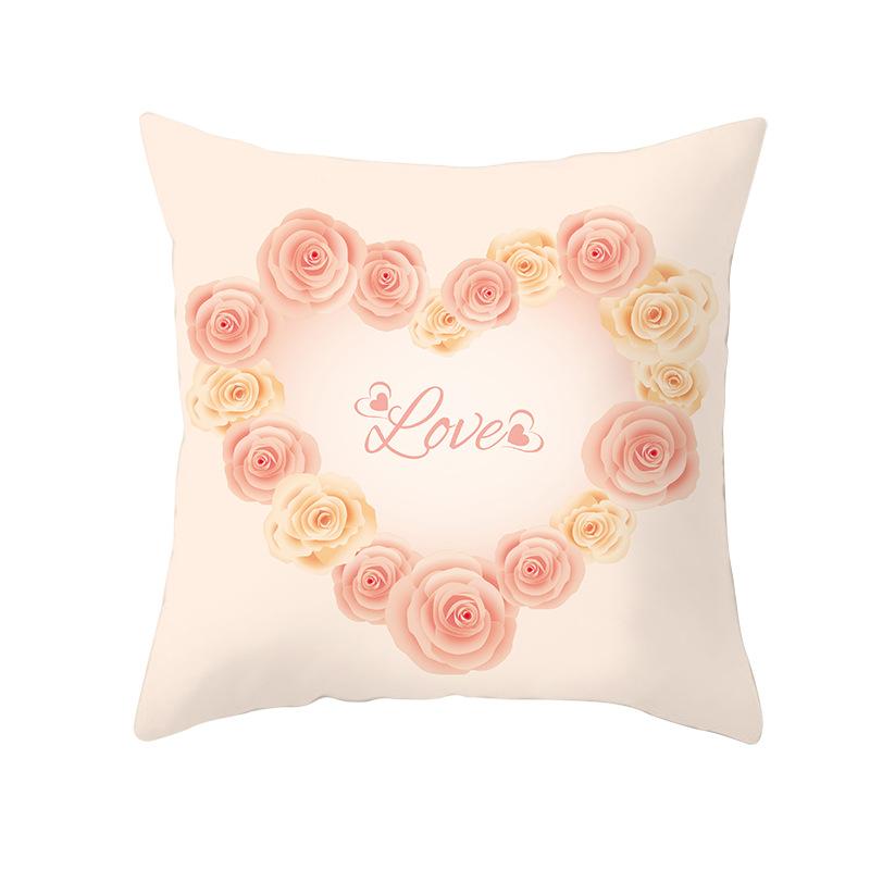 Pink Series Valentine's Day Peach Skin Pillowcase Home Sofa Cushion Cover Square Pillowcase