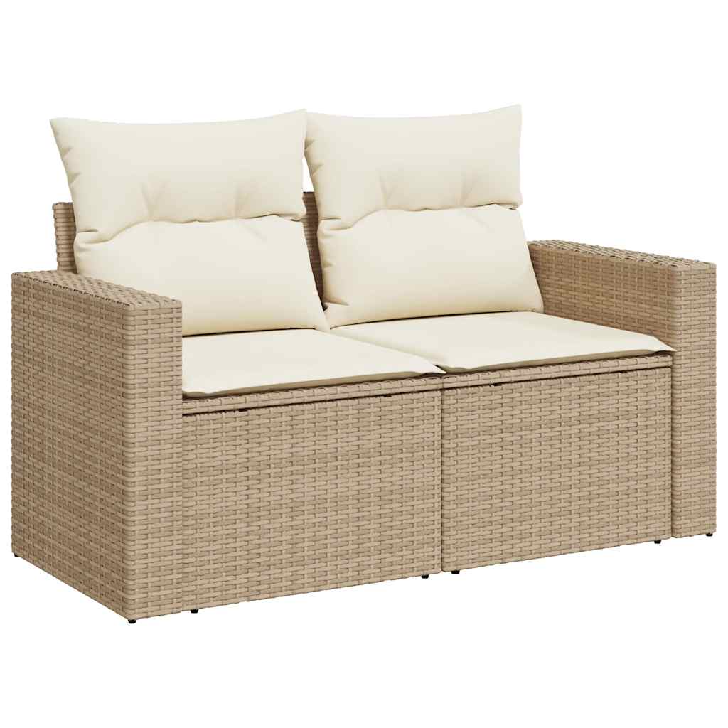 Vidaxl Garden Sofa With Cushions, 2-Seater, Beige, Poly Rattan