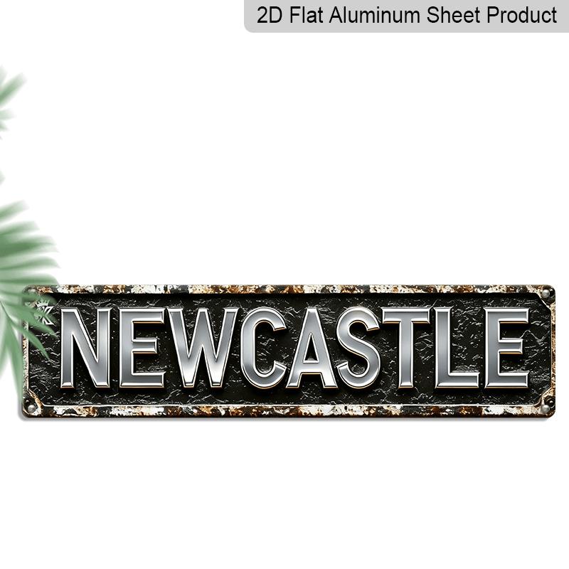 

2D Flat, 1pc Inspired Vintage Metal Sign - 15.7×3.94inch Retro British Football Logo & Newcastle City Emblem Wall Art Aluminum Decorative Sign 40cm x 10cm