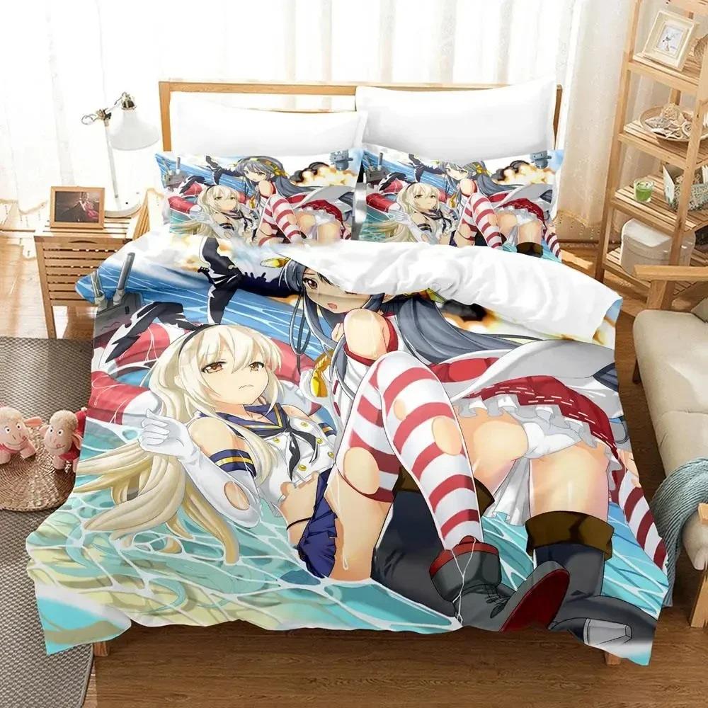 3D Anime Kantai Collection Bedding Set Boys Girls Twin Queen Size Duvet Cover Pillowcase Bed Kids Adult Fashion Home Textiles