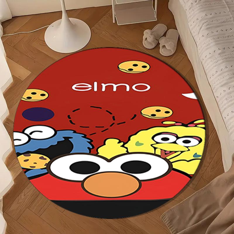 Elmo And Cookie Sesame Friends Round Rug for Livingroom,Bedroom, Palyroom, Chair Rug, Area Rug, Circle Carpet, Large Size Decor Fan Christmas Gift
