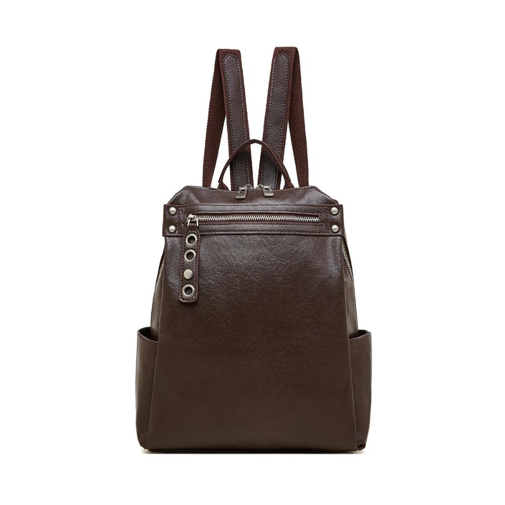 Рюкзак из коровьей кожи большой вместимости, модный дорожный рюкзак, кожаная женская сумка шоколадный