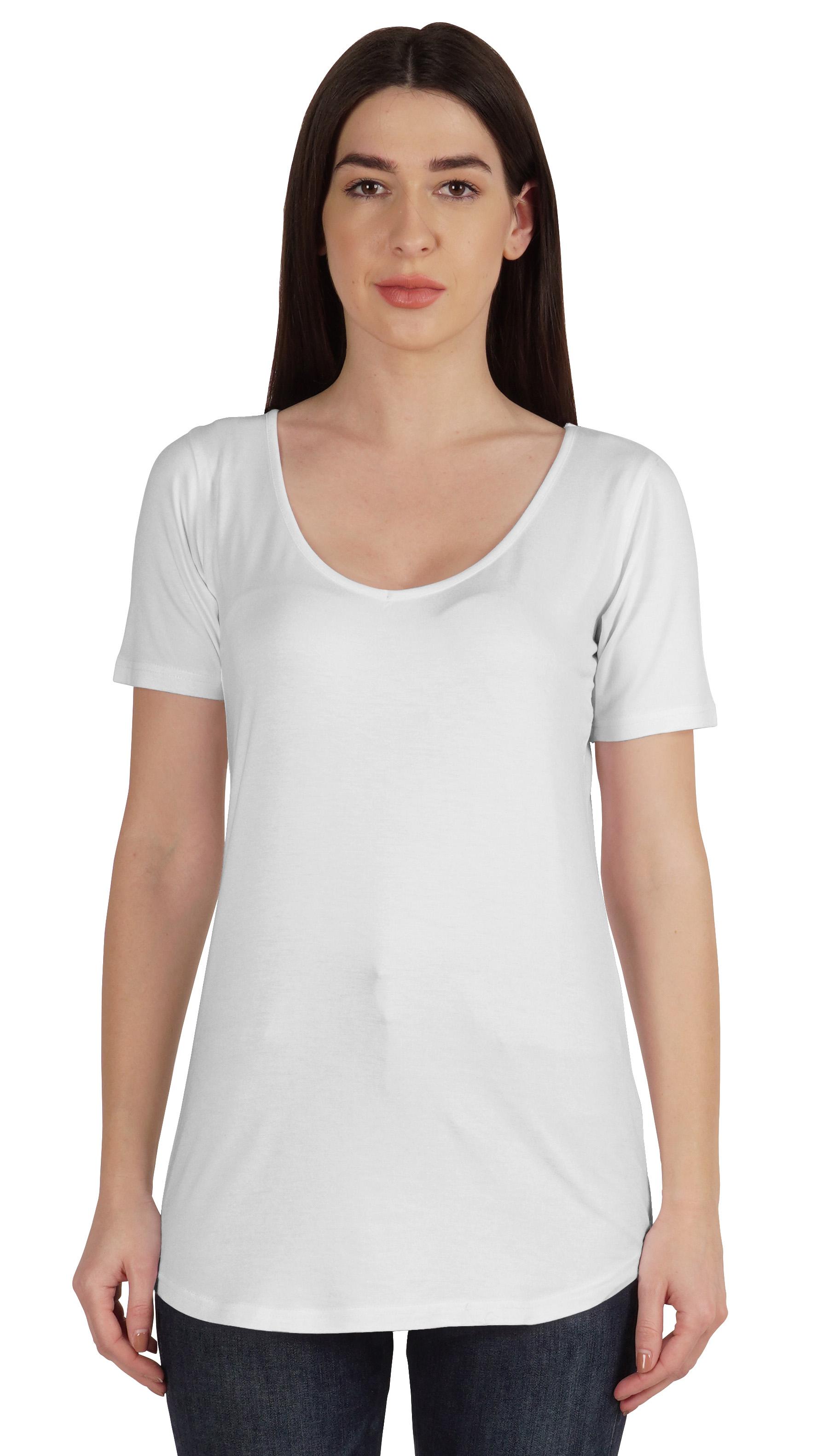 

Inkmeso Basic U Neck Summer T-shirt Short Sleeve Plain Cotton Tshirt Womens XXL білий