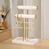 Space Saving T Shaped Jewelry Display Stand with Detachable Layers Metal and Wood Construction for Earrings Rings