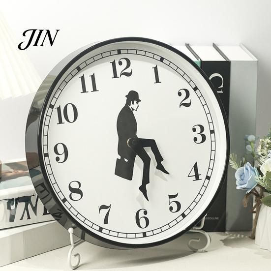 12 Inch Decorative Clock Man Silhouette Wall Clock, Silent Non-Ticking Round Hanging Home Decor Digital Analog for Office Bedroom Living Room