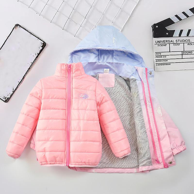 Trench-coat pour fille Veste d'hiver dégradée pour adolescente Coupe-vent d'extérieur pour enfant à capuche automne hiver