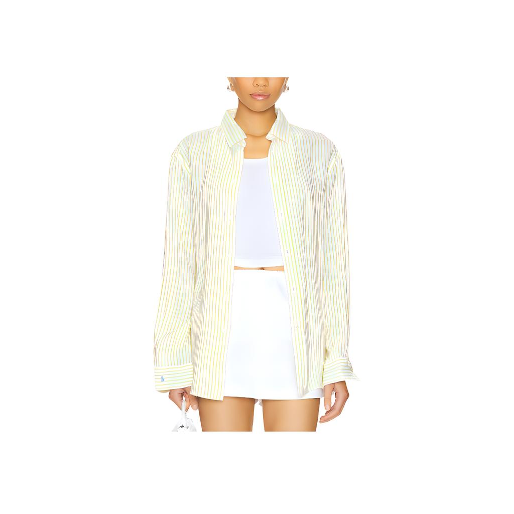 Polo Ralph Lauren Single-Breasted Long Sleeve Shirt Women shirts Yellow White Striped 211949810-001
