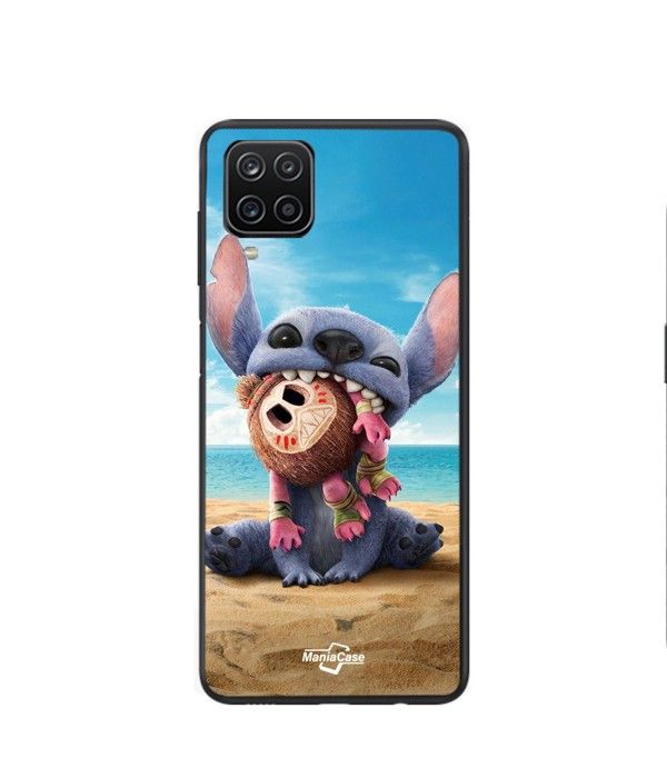 Coque - Maniacase - Samsung Galaxy A12 - Silicone - Souple - Stitch et Moana Kakamora