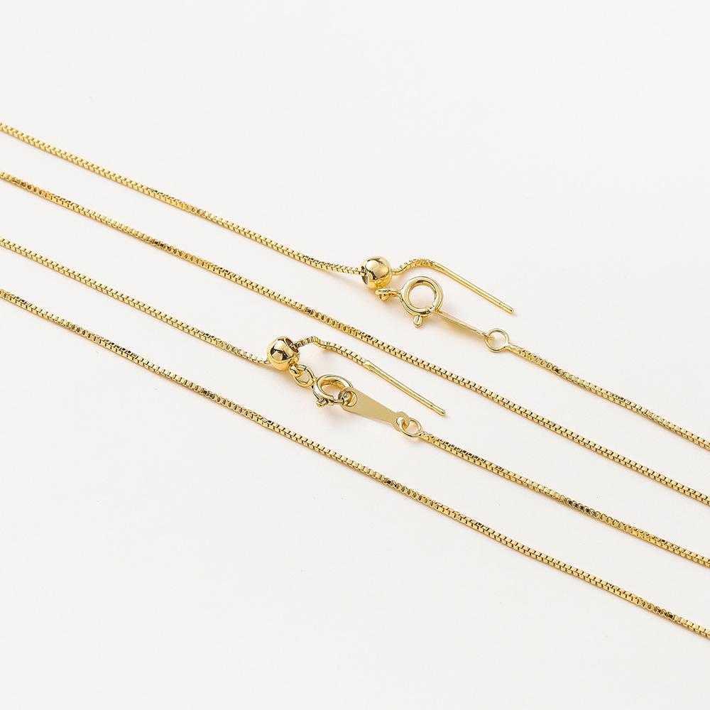 14k Copper Plated Box Chain Glue Pendant Necklace - DIY Semi-finished Jewelry Accessory with Color Retention
