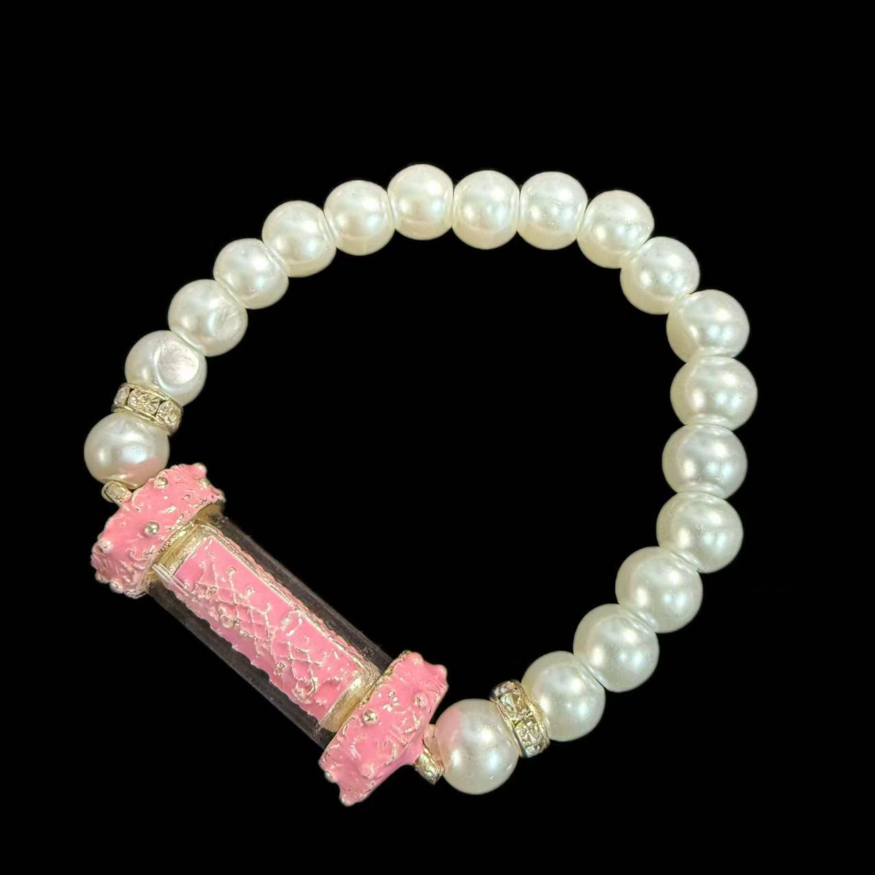 

Thai Buddhist Luang Por Suthid Pink Pearl Bracelet - Genuine Temple Style